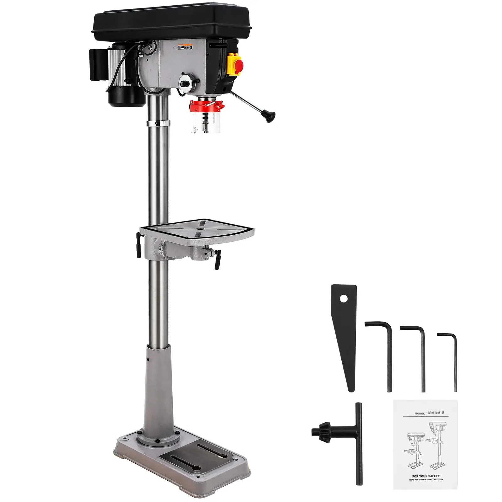 [Football Fan SeasonDeal] 15 in Floor Drill Press, 7.5 Amp 120V Pure Copper Motor, 288-3084 RPM Variable Speed Cast Iron Bench Drill Press, 0-45° Tilting Worktable, Tabletop Drilling Machine for Wood Metal