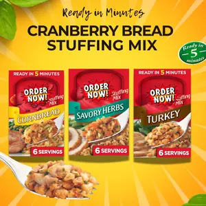 Variety Stuffing Mix Set with Cornbread and Herb Flavors, Quick Preparation Side Dish, Soft Bread Mix for Holiday or Family Meals, 6 oz Box