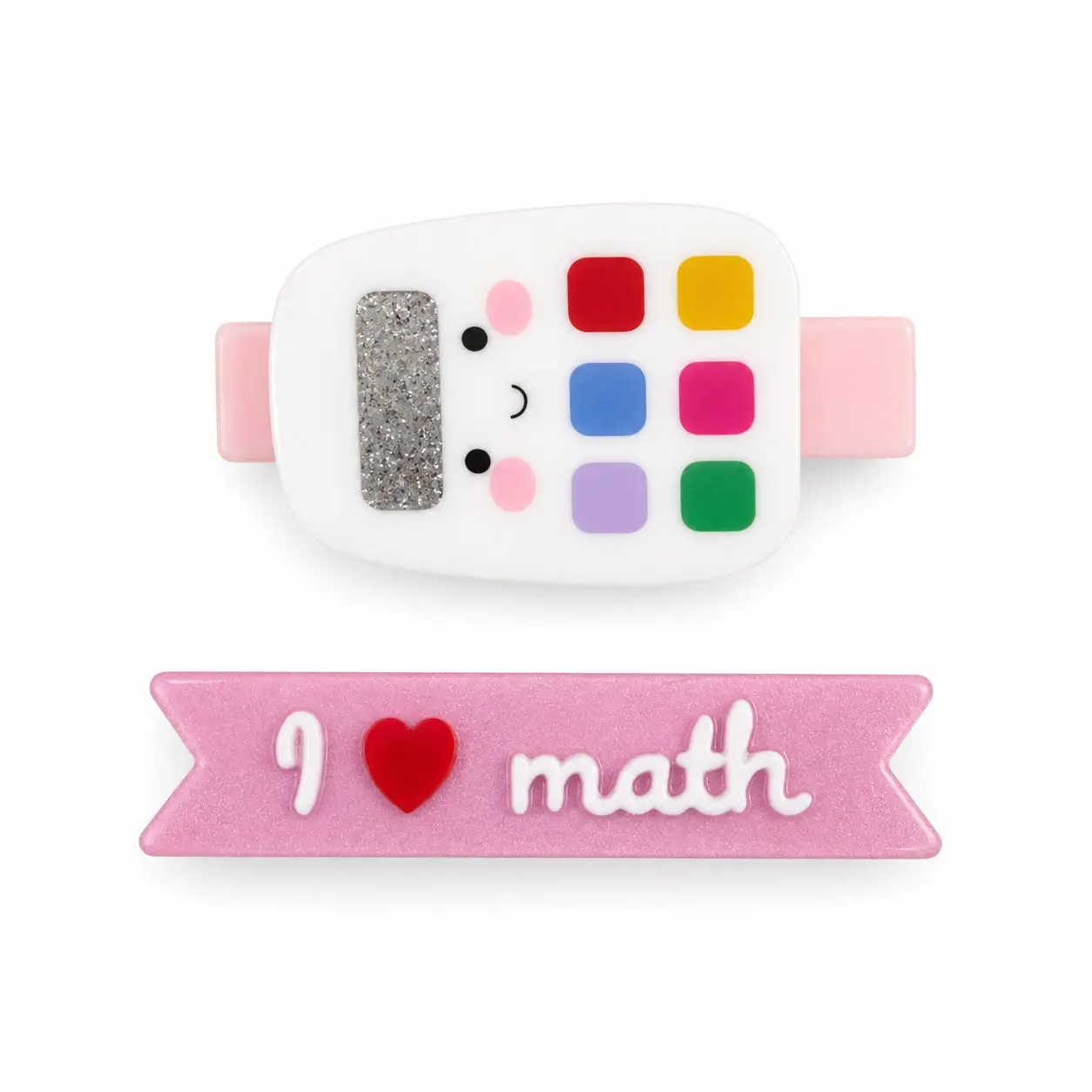 Calculator & I Love Math Hair Clips (Set of 2)