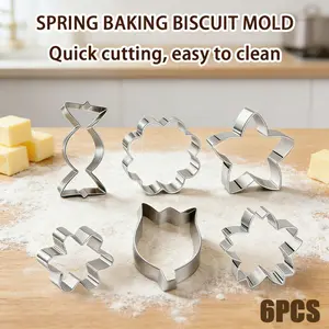 6-piece Stainless Steel Flower and Butterfly Cookie Cutter Set | Heavy-duty Baking Tools, Bakeware, Suitable for Cookies, Cakes, Frosting - Precise Cutting, Rust-proof and Easy to Clean - Perfect for Home and Professional Bakers