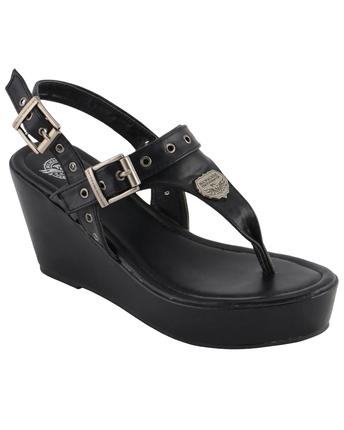 Milwaukee Leather Women's Women'S Buckle Strap Wedge Sandals - Mbl9411