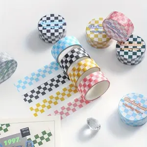 1pc Basic Checker Washi Tapes Self-adhersive Masking Tape Decorative Tape For Scrapbooking, DIY Arts And Crafts, 1.5cm(0.6 Inch) Wide 3 Meters(3.3 Yards) Long Adhesive Tape