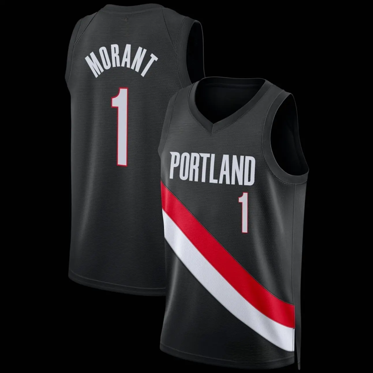 Unisex Football #1 Morant Portland Team Swingman Jersey - Icon Edition - Black