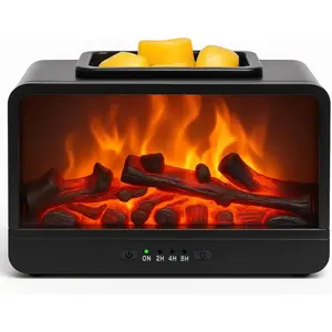 Dynamics Flame Fireplace Electric Wax Melt Warmer PTC Heating Plate Monochromatic Wax Burner  Wax Warmer for  Office Gifts & Decor(Black)