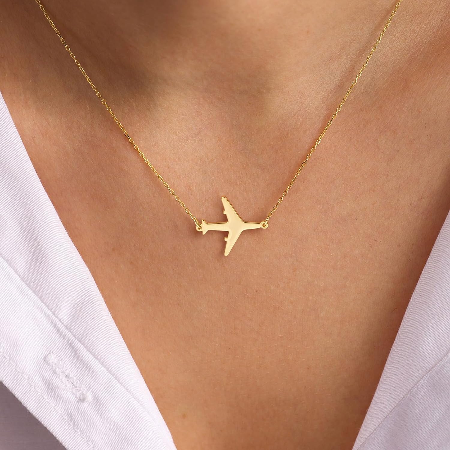 Young Airplane Necklace | 14-inch Collar Chain & 16-inch fashionable Chain  & 2inchAdjustment Chain | Meaningfulgifts for Travelers & Dreamers