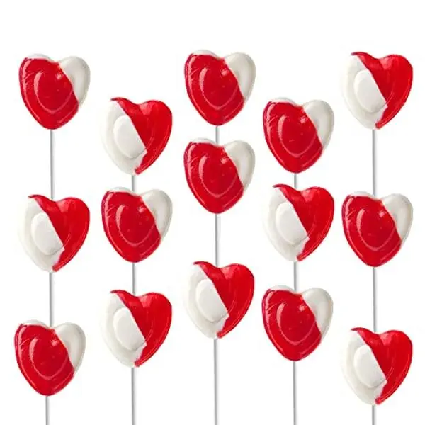 Valentines Day Lollipops Red Heart Shaped Strawberry N' Cream Flavored, 24 Lollipops, Individually Wrapped