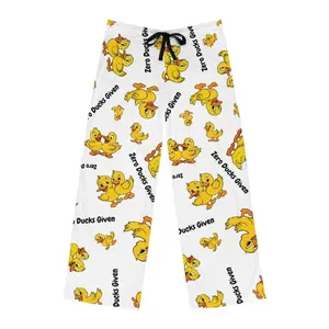 Zero Ducks Given Pajama Pants Women Men, Funny Cute Duck Print Lounge Bottoms, Soft Cozy Casual Sleep Pants All Season, Comfy Lightweight Drawstring Sleepwear