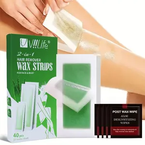 Viilife Aloe Vera Scent Large Dual-Sided Waxing Paper, Disposable Hair Removal Sheets, Underarm Strips, Precision Fast Hair Remover for Arms Legs Back Armpits, Wax Strips, Hair Removal Product