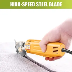 YUEWO Electric Fabric Cutter Electric Cloth Textile Cutter Fabric Cutting Machine 2.75inch Blade W/0.98inch Max Cutting Thickness Ideal for Textile/Leather/Paper Cutting (Yellow)