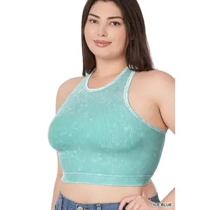 Comfortable Curvy Ribbed Knitted Bra Top - Black, Plain Pattern, Casual Style, Stretchy Fabric, Racerback Design, Versatile for Summer Wear, Cropped Fit, Vintage Washed Finish, Elegant & Chic Vibe Cardigan Blazer