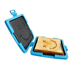 New Cute Pattern Silicone Sandwich Tray, Microwaveable Toast Maker with Adjustable Strap, Fast Even Cooking, Dishwasher Safe
