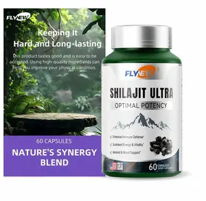 FLYNEW Optimal Potency Shilajit Ultra Adaptogen Energy Stamina Immune Antioxidants Pure Himalayan Organic Resin 60 Capsules Made in USA Natural Organic Supplement