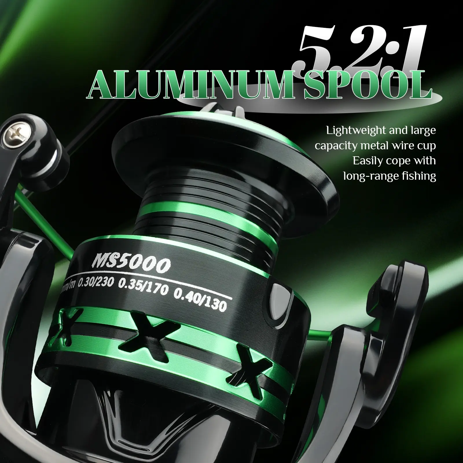 Spinning Fishing Reel 12KG Max Drag Heavy Duty Brake System | Rigid Anti-Twist Metal Construction | 5.2:1 Smooth Gear Stainless Steel Bearings | Large Aluminum Spool Long Distance Casting | Ergonomic Reversible Handle Anti-Reverse | Freshwater & Saltwater