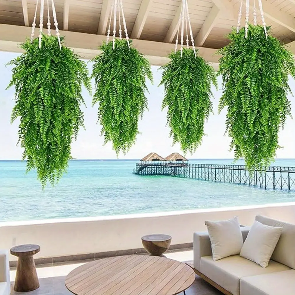 4PCS Lightweight Synthetic Hanging Fern Vines - Nature-Inspired Fake Ivy Leaves, Specialty Kitchen Decor for Indoor-Outdoor Use