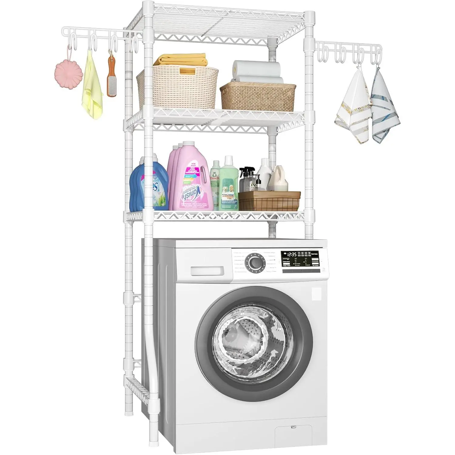 U8 Mini Laundry Room Storage Organizer, Over The Washer and Dryer Storage Shelves for Laundry Organization, 29.5"W x 17.3"D x 76.2"H, Suit Washing Machine Width Within 27.1", Hold 304 lb, White