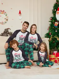 Family Christmas Pajama Set, Comfortable Long Sleeve Round Neck Homewear, Festive Print Casual Wear, Perfect for Holiday Family Activities