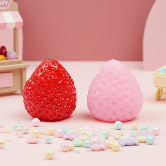 Strawberry Taba squishy — super soft squishy squeeze toy, fruit squishy, kawaii sticky stress toy, clear fidget toy Fidgetitems Stress Relief Squishies Sensory Fidget Relief