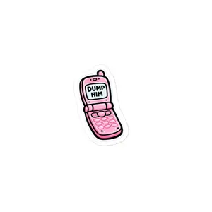 Retro Pink Flip Phone Funny Dump Him Sticker