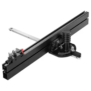 Precision Miter Gauge, Standard Slot 3/4''x 3/8'', Aluminum Alloy Table Saw Miter Gauge with 24 in Grating 15 Angle Stops Adjustable Spring Loaded Plunger and Removable Disc, for Woodworking