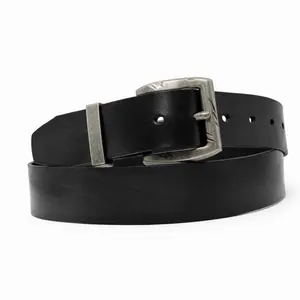 Black Italian Leather Belt 1.5in, 8–9oz Mens Belt with Scratched Gunmetal Buckle, Fathers Day Gift for Men, Custom Initials