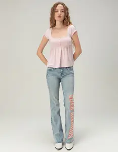 TRUE RELIGION Becca Mid Rise Arched Logo Womens Bootcut Jeans