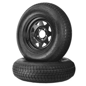 Garvee Upgraded 2PCS Trailer Tire On Rim ST205/75D14 Trailer Tires Black Wheels 5 Lug on 4.5"