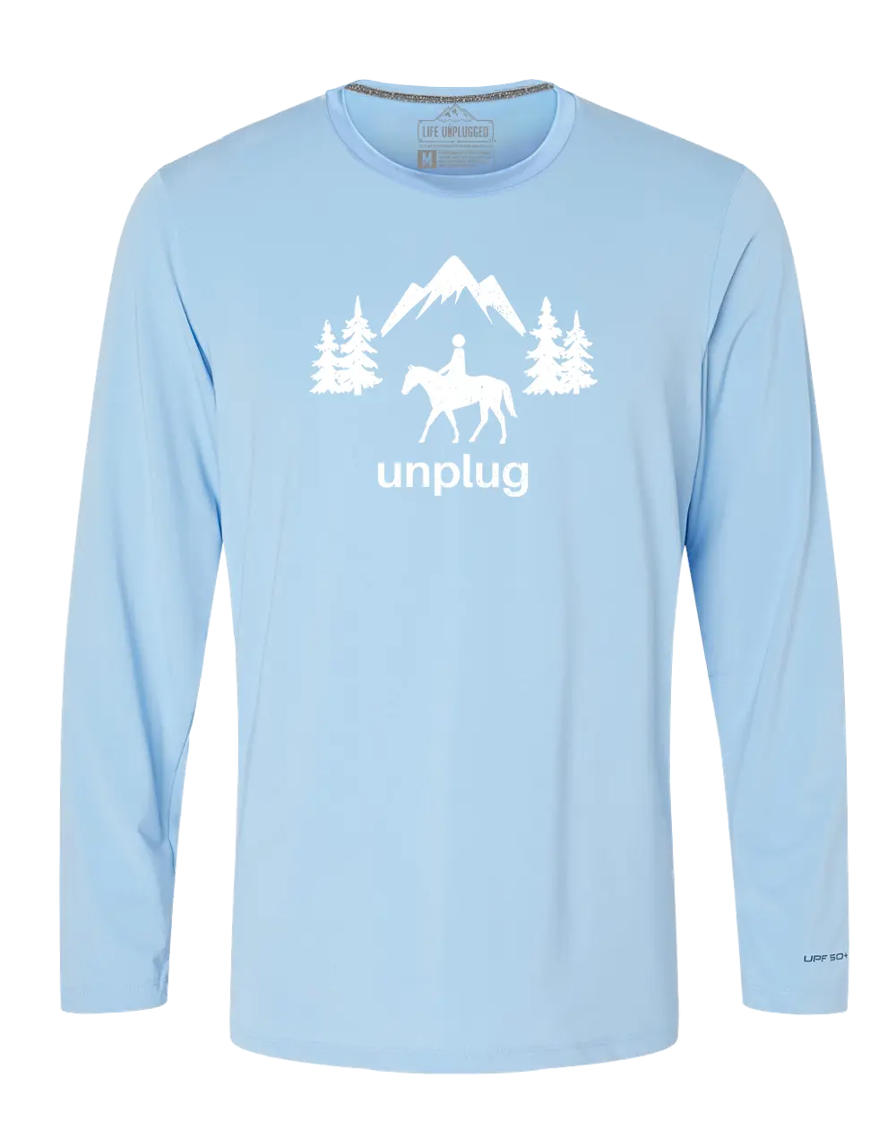Life Unplugged Horseback Riding Performance Long Sleeve Shirt with UPF 50+ Protection for Men & Women - "Unplug" Graphic Design
