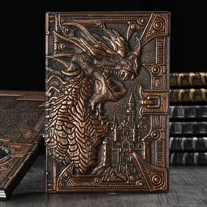 1PC Dragon Embossed Journal Vintage Leather Notebook with Silk Ribbon Bookmark for Art Lovers Daily Writing Father's Day Writers & Students BirthdayGift