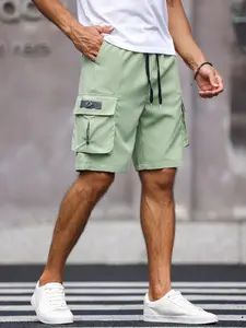 Men's Solid Flap Pocket Cargo Shorts, Street Casual Drawstring Waist Shorts for Daily Outdoor Wear, Men's Bottoms for Summer