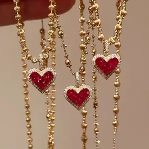 Detail Pendant As Valentine's Day Gift Heart Shaped Zircon Gemstone Decor Necklace,  for Girlfriend Holiday New Year Gifts, Fashion Accessories for Party, Daily Clothing Decor