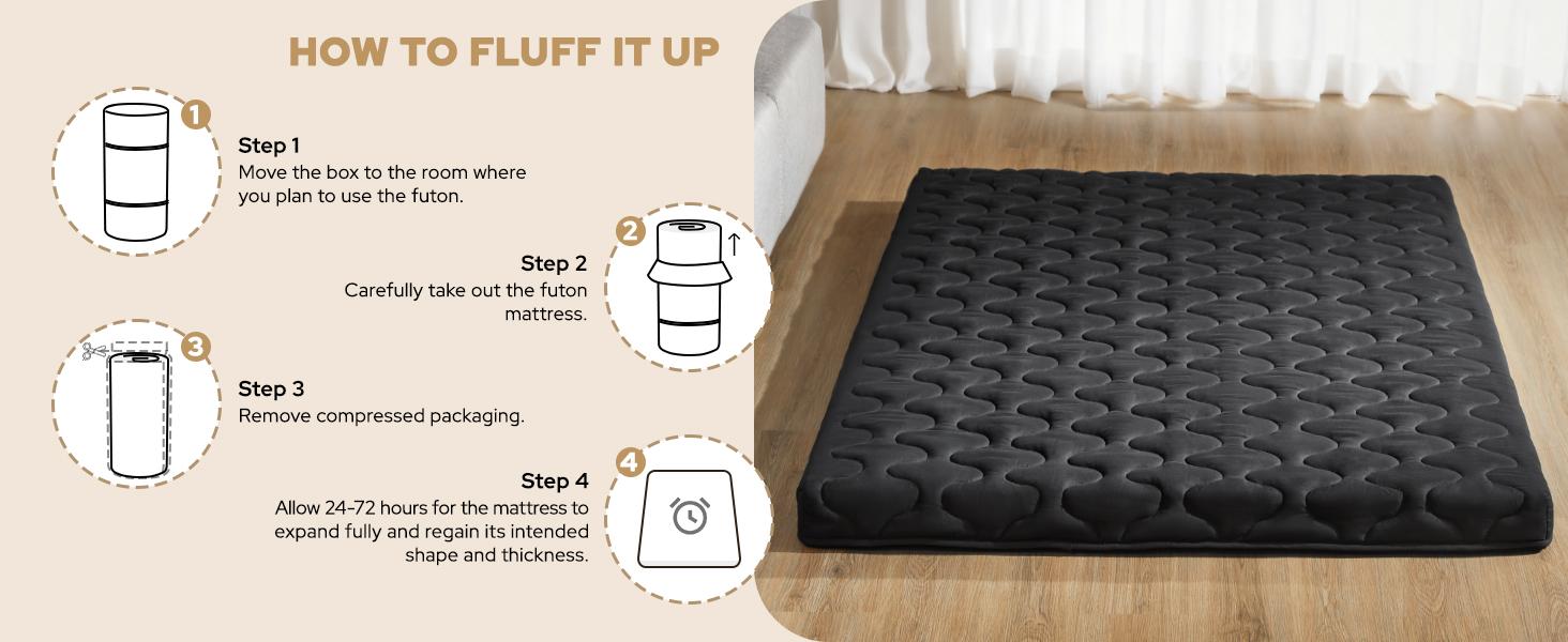 SpringGlowUp【BEDLORE】Luxurious Twin Size Japanese Floor Futon Mattress: 3" Thick Tatami Mat with High-Density Foam & Viscose from Bamboo – Foldable, Portable Roll-Up Sleeping Pad for Guests & Everyday Comfort SpringGlowUp【BEDLORE】Luxurious Twin Size Japanese Floor Futon Mattress: 3" Thick Tatami Mat with High-Density Foam & Viscose from Bamboo – Foldable, Portable Roll-Up Sleeping Pad for Guests & Everyday Comfort