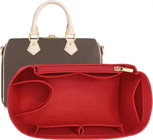 Felt Purse Bag Organizer Insert with zipper Bag Tote Shaper Fit Speedy Neverful PM MM