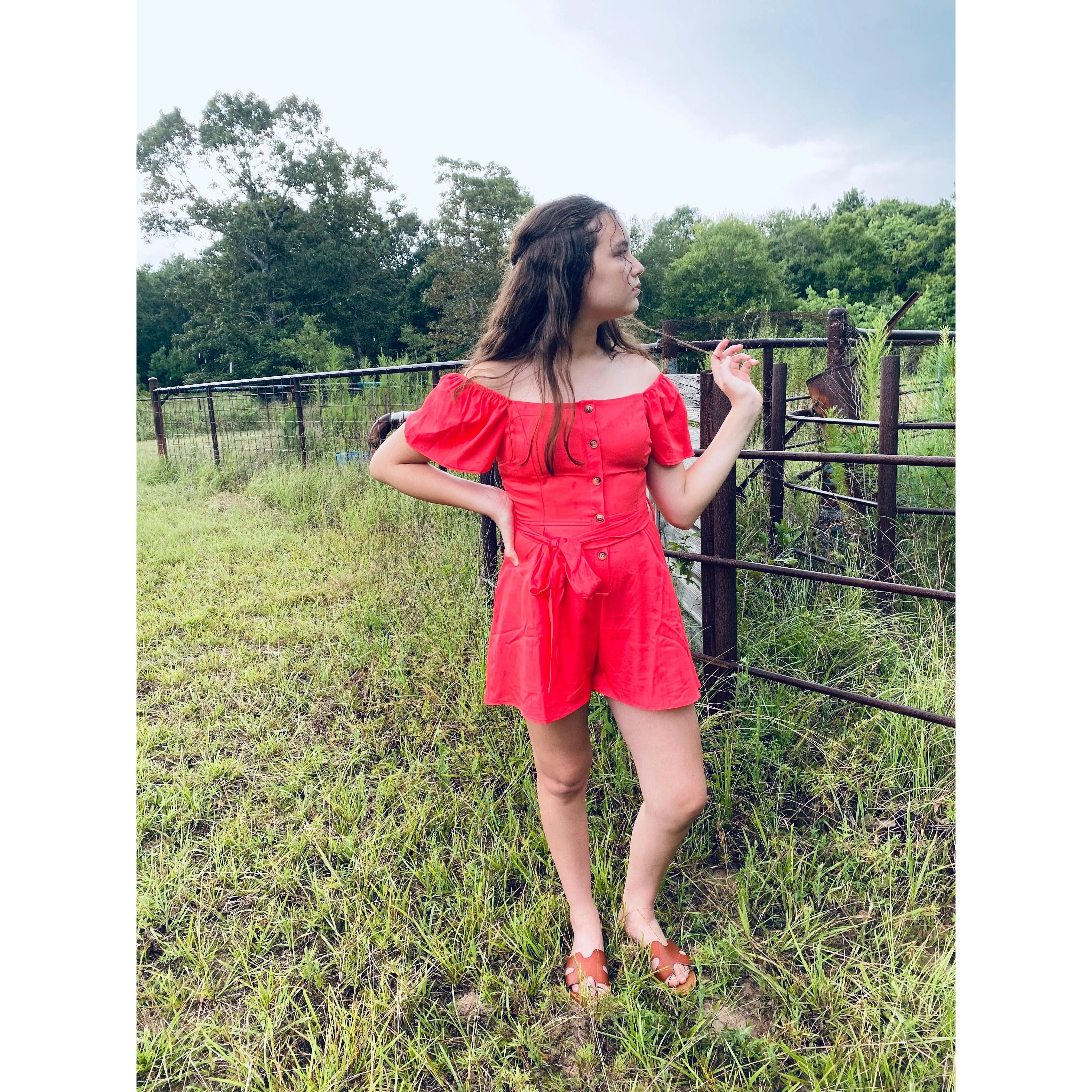 Gracie Coral Romper - Casual Wear with Front Pocket, Comfortable Fit, Lightweight Design, Ideal for Everyday Wear