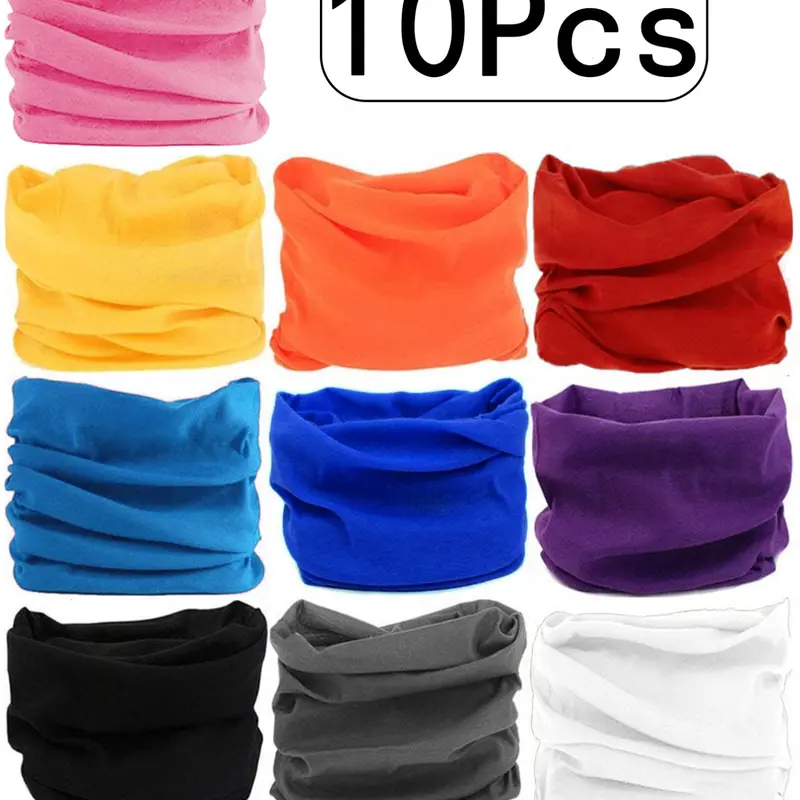 10Pcs-Sun Protection Neck Gaiter for Summer, Neck Gaiter Masks, Lightweight Dust Mask for Cycling, Sporty Style Neck Cover with Multiple Color Options