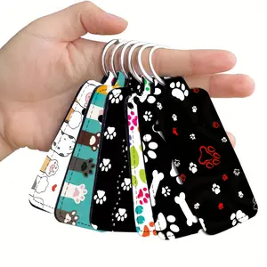 6-Piece Cat Paw Print Lip Balm Keychain Set, Trendy Cute Keychain, Portable Flexible Design, Unisex, Home Travel Outdoor Use, Cute Gift Idea