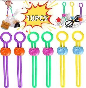 New 10/5/3/1PC Silicone Food Bag Sealing Strap Freshness Sealing Clip Adjustable Clips Sealer Data Cable Storage Kitchen Gadgets