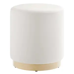Talia Velvet Upholstered Ottoman - Alabaster