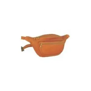 212 MAIN Tan Men's Gusseted Front Fanny Pack - Double Zips, Natural Oil Finish, Waist Belt Bag for Luggage & Daily Use