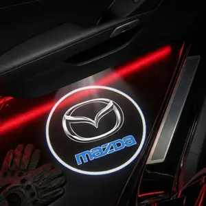 2 Pcs Mazda Carbon Fiber Welcome Lights Set, Car Door Projection Lamp, Laser Light, Modification Decoration Floor Lamp, Car Decorative Light, Car Lighting Accessories (batteries Not Included)
