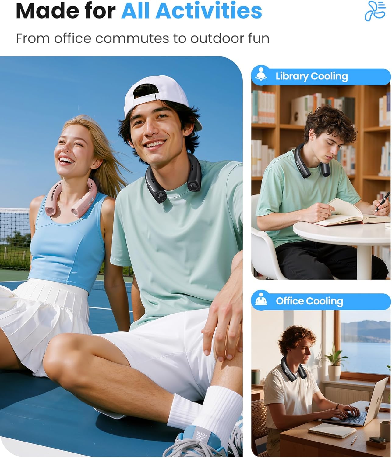 Gaiatop Portable Neck Fan, 40° Stretch Neck Cooler with 360° Surrounding Cooling, 1-100 Speed Scroll Switch Hands Free Personal Fans H1 Turbo Mode for Outdoor Travel Office Gym Gifts for Dad Mom Valentine's Day gift