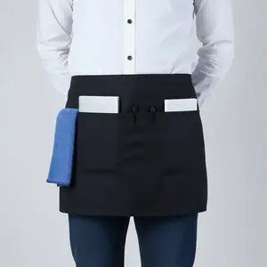 Waitress Apron with 3 Pockets, Short Waitstaff Apron for Men and Women, Ideal for Servers, Kitchen & Restaurant Use, Kitchen Cooking Aprons