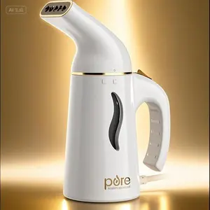 Portable Fabric Steamer for Travel - Handheld Garment Steamer with Fast-Heating & Auto Shut-Off - Wrinkle Remover for All Fabrics - Lightweight Steamer with Long Cord - Safe & Easy to Use (White)