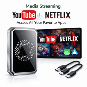 Wireless Carplay Adapter for Factory Wired Carplay Vehicles,Supports Netflix/Youtube/TikTok APP to Play Vedio on a Car Screen 【Not support for Tesla & BMW】