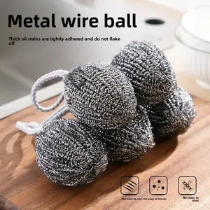2PCS Steel wool ball with hanging rope, household kitchen scrubber, rust-proof, no shedding, strong stain removal, home steel wool ball