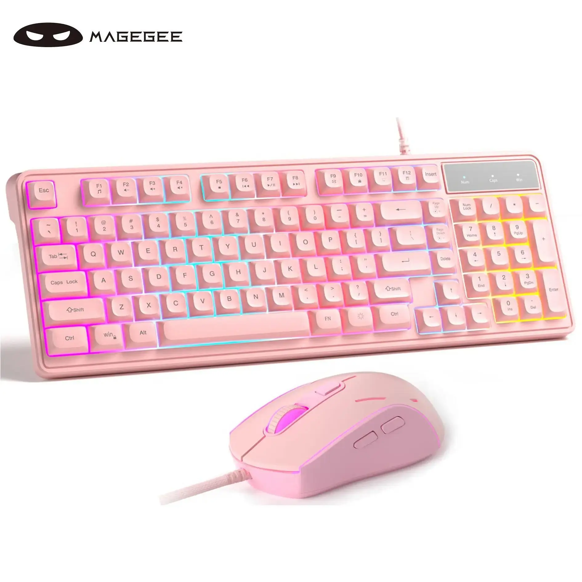 MageGee Wired RGB Backlit Keyboard & Gaming Mouse Combo, RGB Gaming Keyboard and Mouse Set, PC Keyboard & Adjustable Sensitivity Mouse for PC/Laptop/MAC, Gaming Accessories, Computer Peripherals