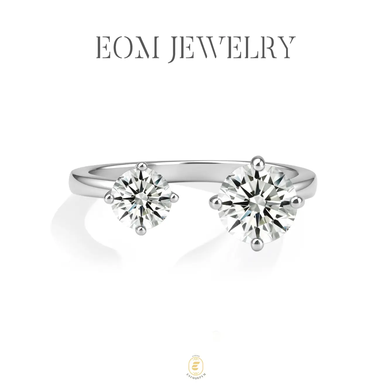 Moissanite 1.5ct Twin Flame Eternity Open Ring Silver-Plated Toi et Moi Ring Jewelry Wedding Engagement Anniversary Valentine's Day Birthday Gift Daily Wear