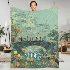 Lord Of The Rings Flannel Throw Middle Earth Landscape Art Ultra Soft Warm Fabric All Season Comfort Perfect For Sofa Bed nap Chair Decor Durable Machine Washable Long Lasting Quality blankets ultra-soft throw blanket  Christmas gift Dream Weave Home