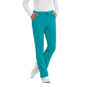 Women's Drawstring Cargo Scrub Pants (Teal) Womenswear Minimalist Bottom