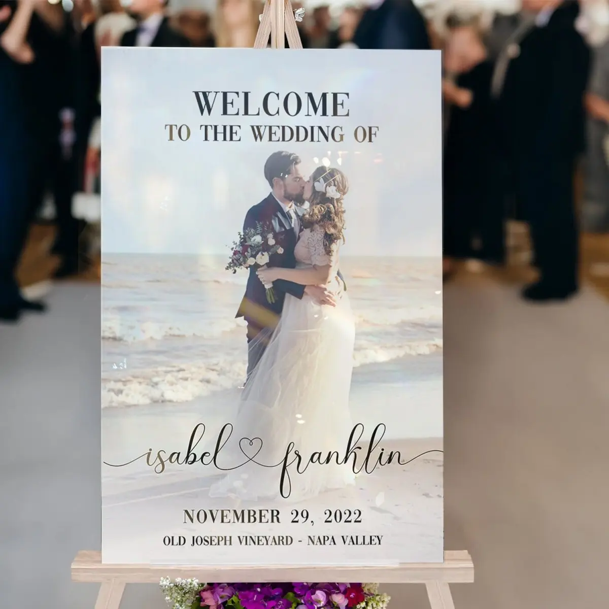 Personalized Classic Wedding Welcome Sign With Photo