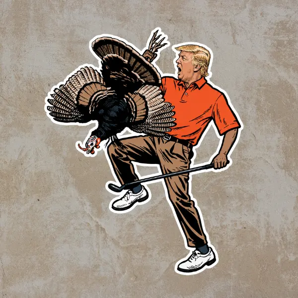 Trump Turkey Hunting Sticker, Wild Turkey Hunter Vinyl Sticker, Hunting Humor Gift, Patriotic Outdoorsman Sticker, Hunting Season Decal